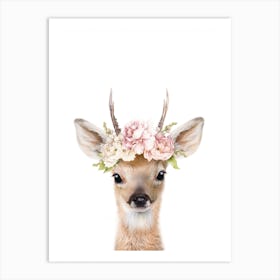 Peekaboo Floral Deer Art Print