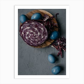 Blue Cabbage And Eggs 2 Art Print