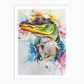 Alligator Colourful Watercolour 1 Art Print
