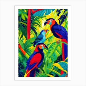 Fauvism Tropical Birds in the Jungle Parrots In The Jungle Art Print