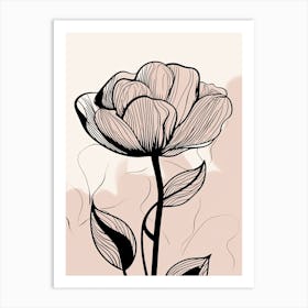 Line Art Tulips Flowers Illustration Neutral 20 Art Print