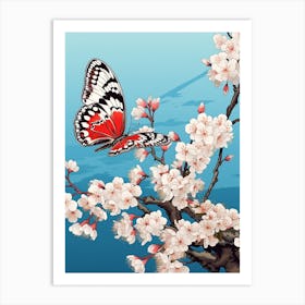Cherry Blossom Butterfly Japanese Style Painting 2 Art Print
