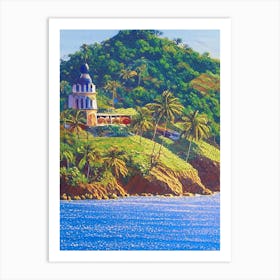 San Juan Del Sur Nicaragua Pointillism Style Tropical Destination Art Print