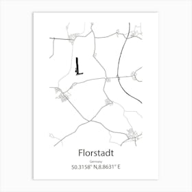 Florstadt,Germany Minimalist Map Art Print