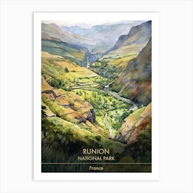 Runion National Park France Watercolour 3 Art Print