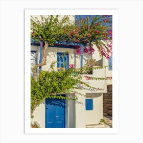 Blue And White House In Paros Art Print