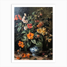 Baroque Floral Still Life Impatiens 1 Art Print