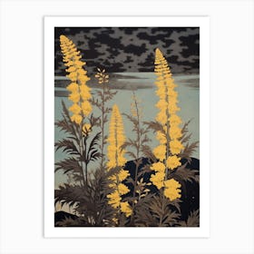 Nokanzou Goldenrod 3 Vintage Botanical Woodblock Art Print