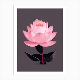 A Pink Lotus In Minimalist Style Vertical Composition 72 Art Print