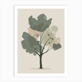 Pecan Tree Minimal Japandi Illustration 4 Art Print