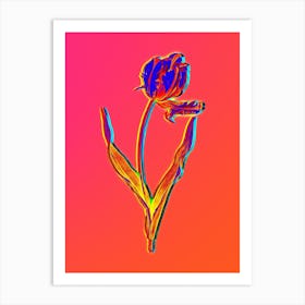 Neon Didier's Tulip Botanical in Hot Pink and Electric Blue n.0215 Art Print