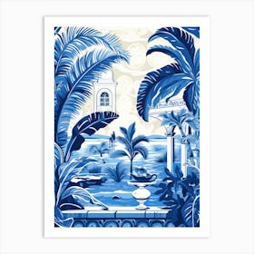 Blue And White Tile Mural 1 Art Print