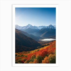 Alpine Landscape Unfurls Across Panoramic Canvas Autumn Colors Drape The Mountain Slopes Fiery Map (3) Art Print