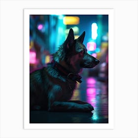 Neon Dog In The City 1 Art Print