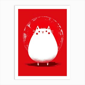 Cat On Red Background 4 Art Print