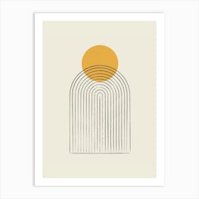 Sun Arch Arch Lines Gold - Minimal Abstract Mid-century Modern Art Print