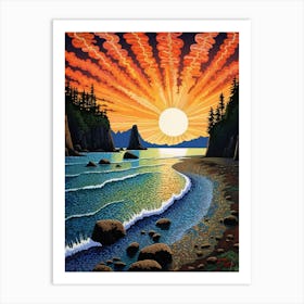 Olympic National Park Retro Pop Art 12 Art Print