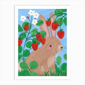 Strawberry Bunny Rabbit Art Print