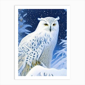 Snowy Owl Pointillism Bird Art Print