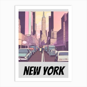 New York City pink poster anime style Art Print