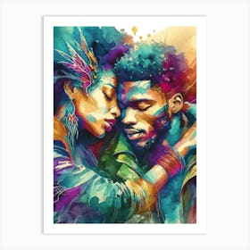 Bedroom art, Love, couple, black couple, black love, Afrofuturism Art Print