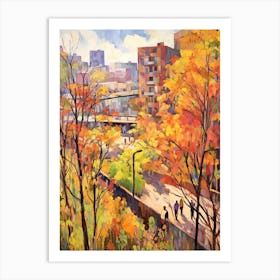 Autumn City Park Painting High Line Park New York City Art Print