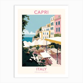 Capri, Italy, Flat Pastels Tones Illustration 1 Poster Art Print