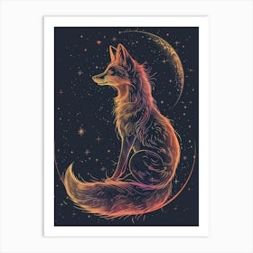 Fox In The Moonlight Art Print