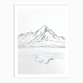 Mount Mckinley Denali Usa Line Drawing 1 Art Print