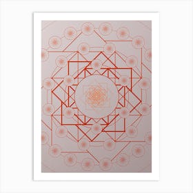 Geometric Abstract Glyph Circle Array in Tomato Red n.0113 Art Print