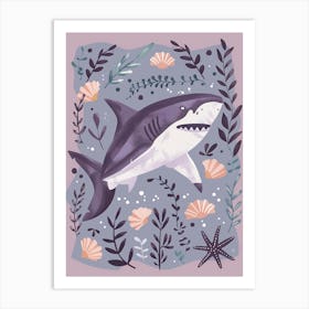 Purple Whale Shark Illustration 1 Art Print