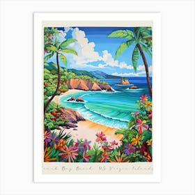 Poster Of Trunk Bay Beach, Us Virgin Islands, Matisse And Rousseau Style 4 Art Print