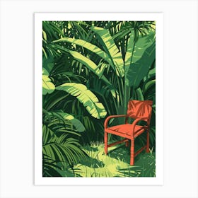 Red Chair In The Jungle Art Print