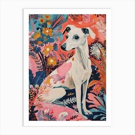 Floral Animal Painting Dog 1 Art Print