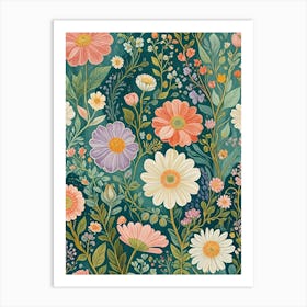 Floral Midnight Dream Art Print