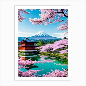 Cherry Blossoms In Japan Cherry Blossoms Mount Fuji Japan 1 Art Print