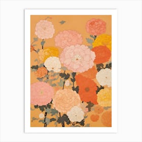 Marigolds Flower Big Bold Illustration 1 Art Print