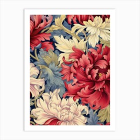 Peony Flower Pattern 1 Art Print