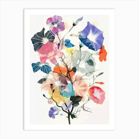 Morning Glory 2 Collage Flower Bouquet Art Print