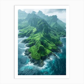 Aerial View Of A Green Island Art Print