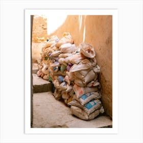 Sacks Of Rice in Fes, Morocco | Colorful travel photography Art Print