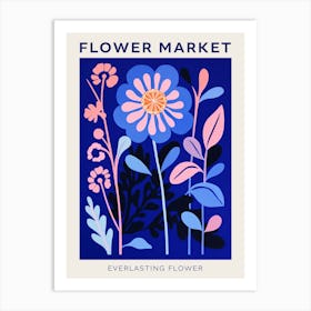 Blue Flower Market Poster Everlasting Flower Market Poster 3 Art Print