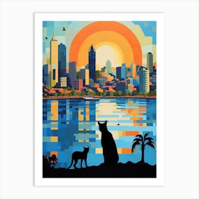 San Diego, United States Skyline With A Cat 3 Art Print