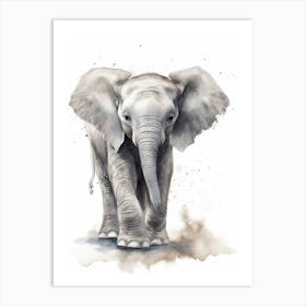 Baby Elephant Watercolour Nursery 1 Art Print