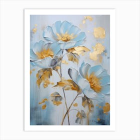 Blue And Gold Flowers Art Print