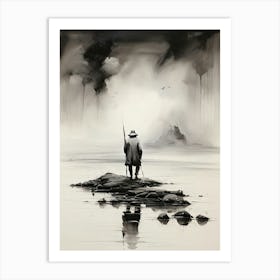 Old Man By Lake Art Print