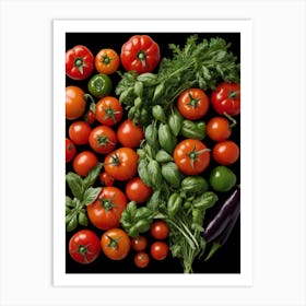 Tomatoes And Vegetables Kitchen Wall Art Art Print