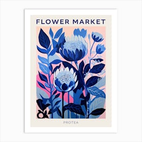 Blue Flower Market Poster Protea 4 Art Print