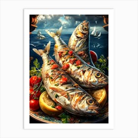 sardines fish art 1 Art Print