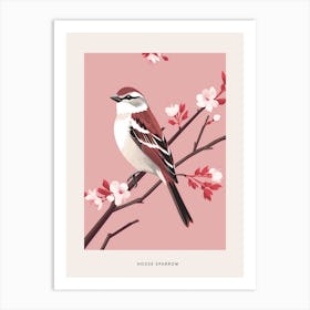 Minimalist House Sparrow 1 Bird Poster Art Print